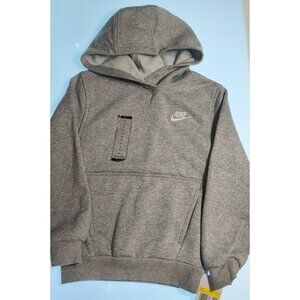Nike Kids Boys Hoodie Gray Fleece Pullover Sweatshirt Size S NWT